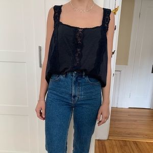 Ralph Lauren navy blue tank top with lace details